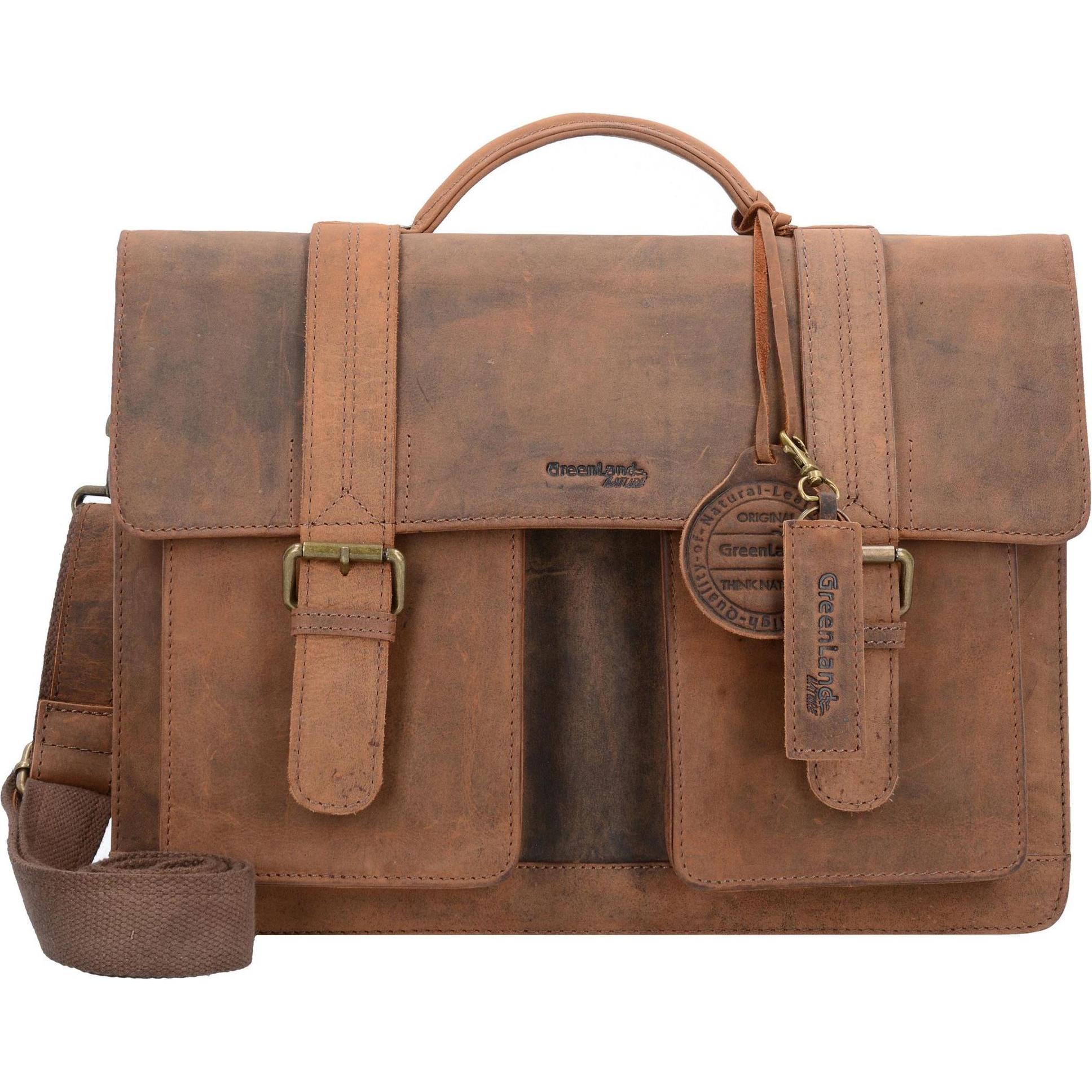 Greenland Nature, Handtasche, Montenegro Aktentasche Leder 40 cm, Braun