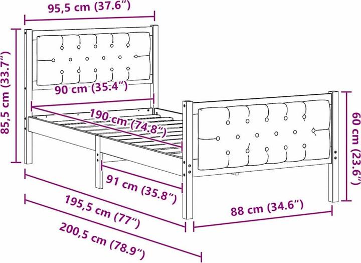 Image du produit vidaXL Modernes Bett (90 x 190 cm)