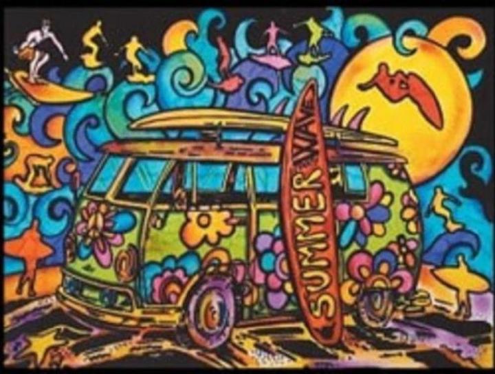 Actual product image ColorVelvet Colouring in Minibus with Surfboard