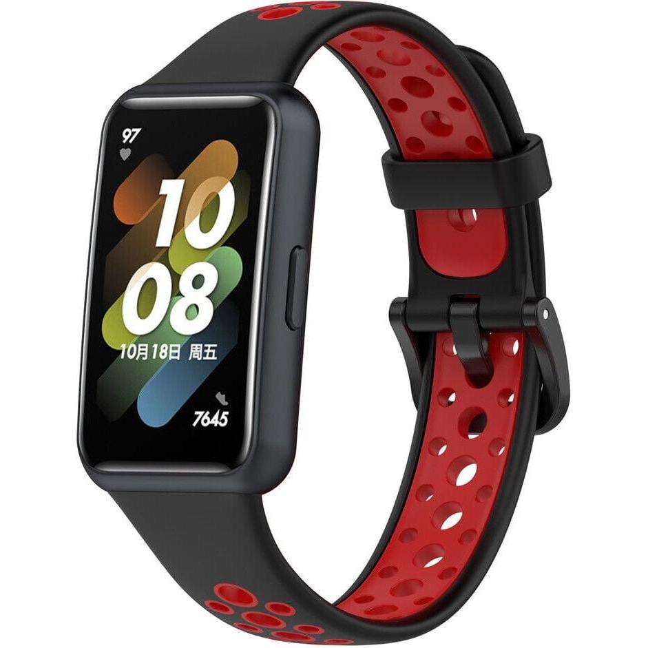 Thumbnail - Strap-it Sportarmband (Silikon, Band 7), Uhrenarmband, Schwarz, Rot, Mehrfarbig