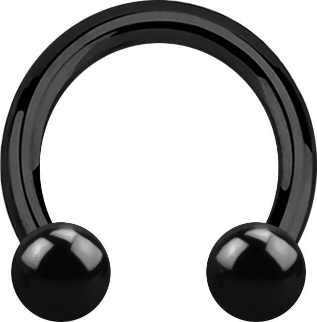 Image du produit Star Piercing Circular Barbell noir avec deux boules (sans laiton, Acier chirurgical 316L)