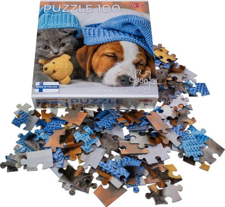 Actual product image Selecta Spielzeug Cute kitten and sleepy dog jigsaw puzzle, 100 pieces. (100 pieces)