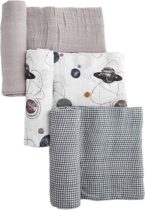 Actual product image little unicorn Cotton Muslin Swaddle 3 Pack - Planetary (120 cm, 120 cm)