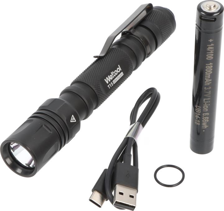 Actual product image Weltool T15 – taktische LED-Stiftlampe mit 1.400 Lumen und 464 m Reichweite (schwarz) (16.75 cm, 1400 lm)