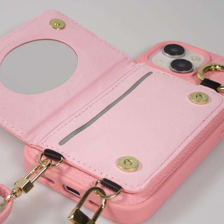 Actual product image PhoneLook Hülle Gepolstertes Leder mit Spiegel und Kartenfach grosse abnehmbare Riemen (Apple iPhone 15)