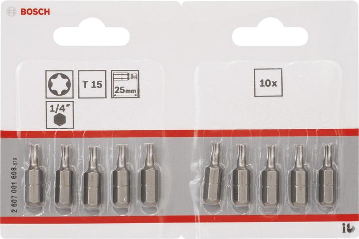 Actual product image Bosch Professional Zubehör Screwdriver bit extra-hard T15, 25 mm, pack of 10 (T15)
