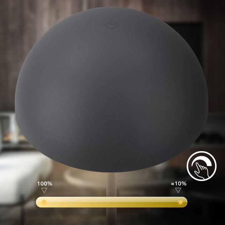 Produktbild Briloner Brilo unplugged KUGLE Akku LED Tischleuchte, stufenlos dimmbar - Anthrazit (250 lm)