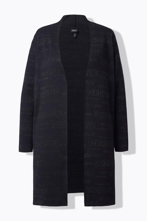 Produktbild Ulla Popken Strickjacke, Glitzer-Schrift, Stehkragen, Langarm (54)