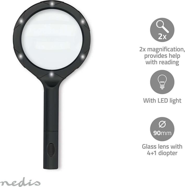 Actual product image Nedis Handlupen | Linsenstärke: 4 Diopter | 10000 K | 0.05 W | 9 lm | Schwarz