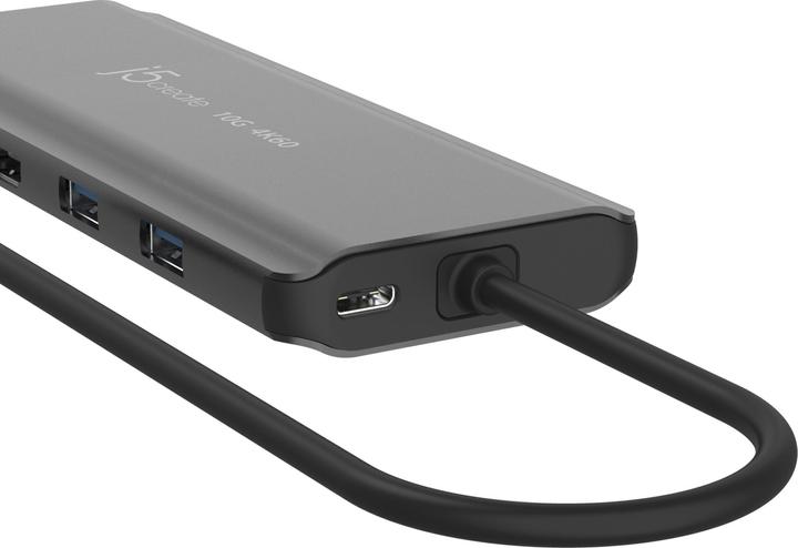 Produktbild j5Create JCD398-N, Kabelgebunden, USB 3.2 Gen 2 (3.1 Gen 2) Type-C, 100 W, 10,100,1000 Mbit/s, Grau