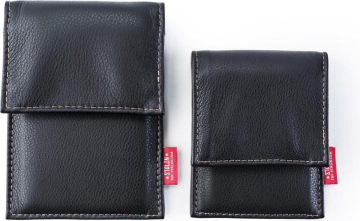 Immagine prodotto Stalin PhoneBag in vera pelle piccola nera con cuciture grigio scuro (Universale)