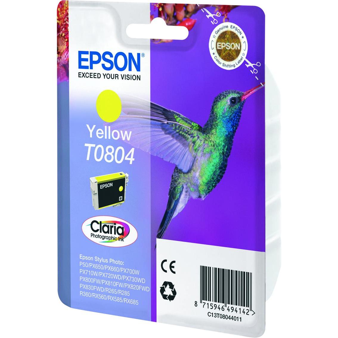 Epson, Druckerpatrone, T0804 - Gelb - Original - Blister mit RF- / aktustischem Alarmsignal (Y)