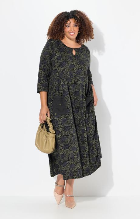 Produktbild Ulla Popken Jerseykleid, A-Linie, Blumendruck (54)