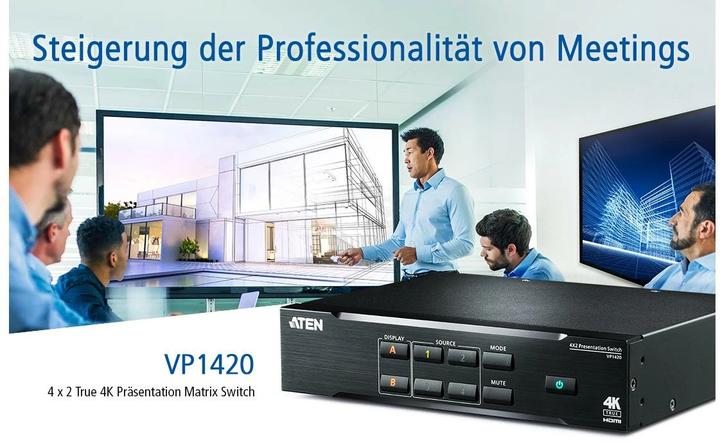 Image du produit Aten VP1420 Commutateur de matrice de présentation 4 x 2 True 4K