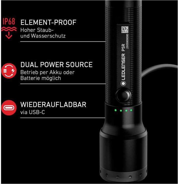 Actual product image Ledlenser Akku-Taschenlampe P5R 25-300/700Lumen (12.10 cm, 750 lm)