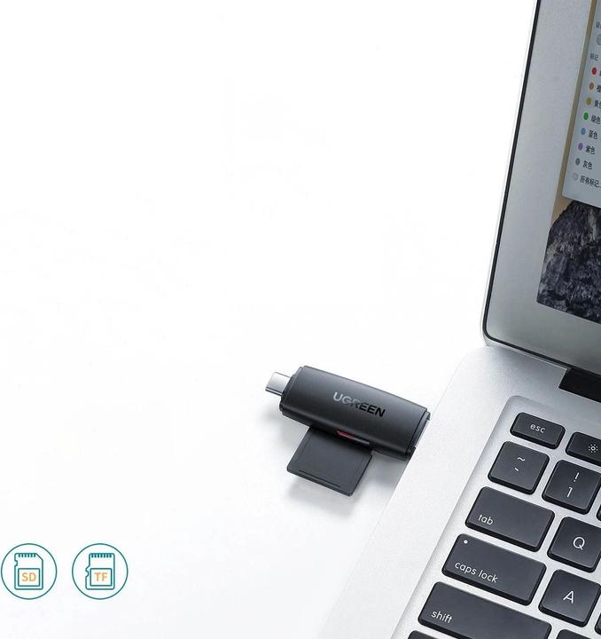 Immagine prodotto Ugreen CM304 Adattatore USB + USB-C Lettore di schede SD + microSD (nero) (USB-C)