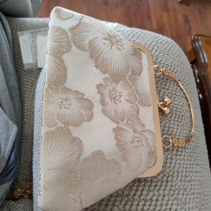 Produktbild Only-Bags.Store Blumenmuster Abendtasche mit Schnallenverschluss - Stoff Schulterkette Geldbörse für besondere