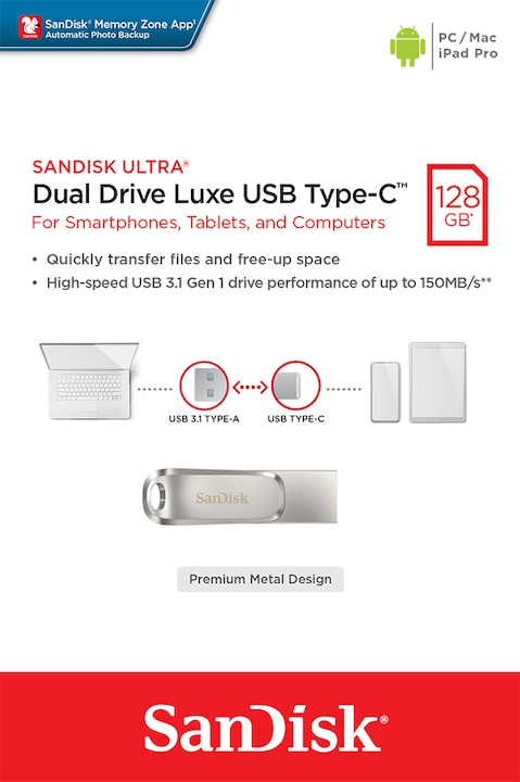 Produktbild SanDisk Ultra Dual Drive Luxe (128 GB, USB-C, USB-A)
