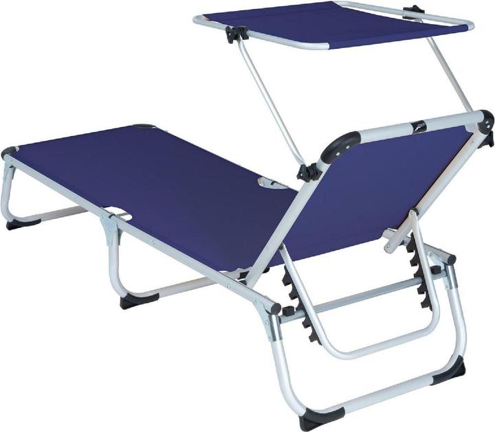 Actual product image VCM Sonnenliege Sonnendach Blau 187x58x30 cm Alu Campingliege klappbar (187 cm)