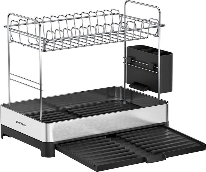 Actual product image Songmics 2-tier draining rack with utensil holder