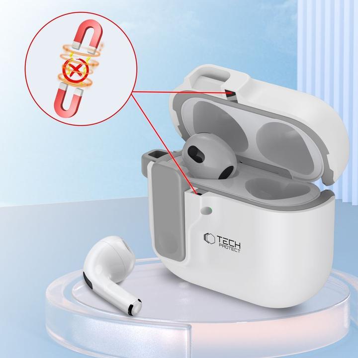 Actual product image Tech-Protect Slim Hook Case for AirPods 4 - White (Headphone sleeve)