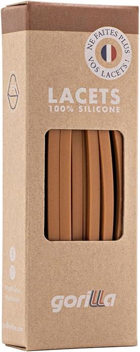 Immagine prodotto Gorilla Elastische Schnürsenkel Flexibel Ohne Binden Schmal Silikon Caramel (110 cm)
