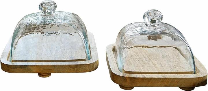 Actual product image Loberon Glass bell jar with plate set of 2 Bellavario clear/brown