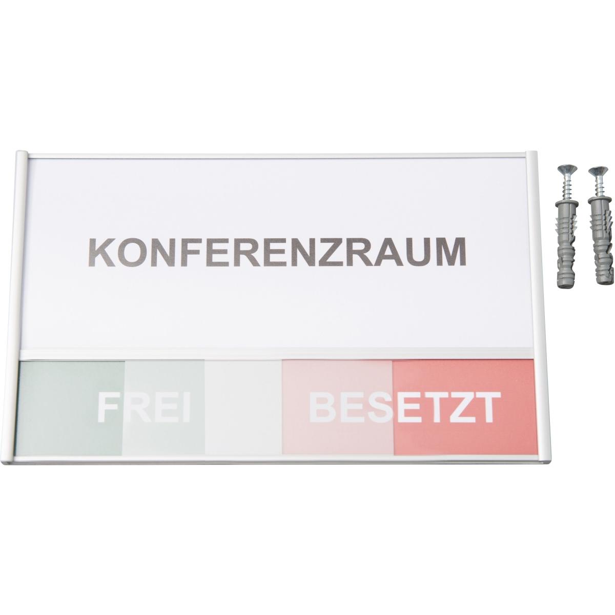 Thumbnail - Ultradex, Informationsschild, Türschild 180x108mm Konferenzraum Frei/Besetzt Silver