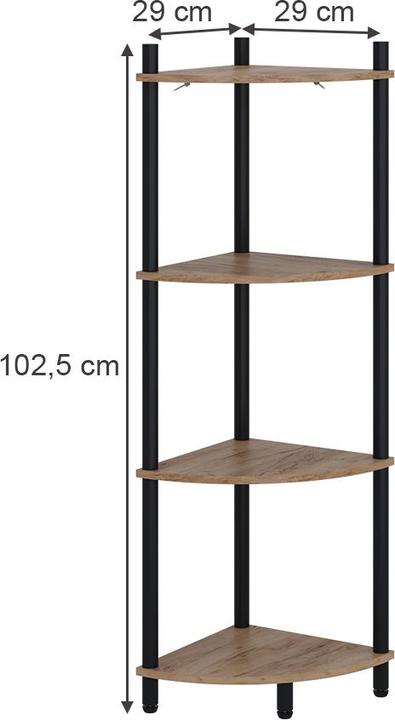 Immagine prodotto Vicco Eckregal Bivio, Goldkraft Eiche/Anthrazit, 29 x 102.5 cm mit 4 Ablagefächern (29 x 29 x 102.50 cm)