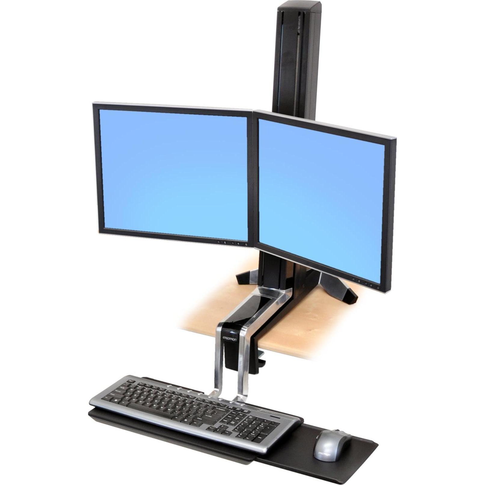 Ergotron desk stand, WorkFit-S dual, adjustable, 24 inch VESA +, lift, r (Tisch, 24"), Monitor Halterung, Schwarz