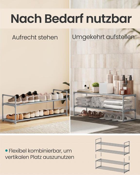 Actual product image Songmics 2 Ebenen Schuhregal, LSA012G01, erweiterbar (92 x 30 x 34 cm)