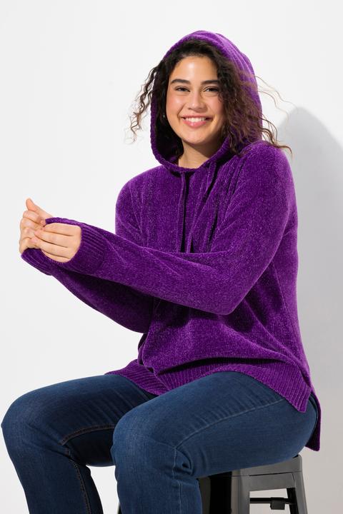 Produktbild Ulla Popken Chenille-Hoodie, Kapuze, Kordel, Langarm (50, 52)