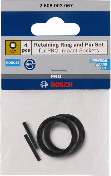 Bosch Professional Zubehör Jeu avec bague de retenue et goupille pour douille PRO Impact 3/4", 4 pièces