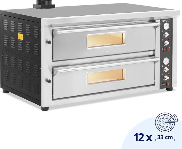Royal Catering Electric Pizza Oven - 6+6 x 33 cm - 2 chambers - 13 200 W - 400 V - fireclay stone - (Electric pizza oven)