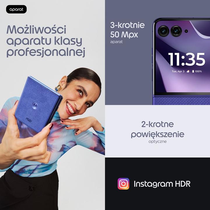 Produktbild Motorola Razr 70 Ultra 5G Dual Sim 16GB RAM 512GB - Orient Blue (512 GB, Orient blue, Violet, 6.96", Dual SIM, 5G)