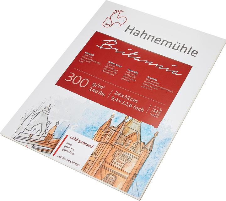 Image du produit Hahnemühle Bloc d'aquarelle Britannia 24,0 x 32,0 cm (24 x 32 cm, Blanc, Couverture rigide)