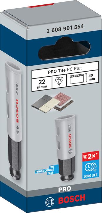 Produktbild Bosch Professional Zubehör PRO Tile PC Plus Lochsäge, 22 mm, HS (22 Millimeter)