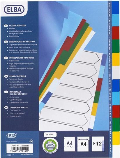 Produktbild Oxford Register A4 12 teilig blanko unbedruckt aus Karton 160g/m²