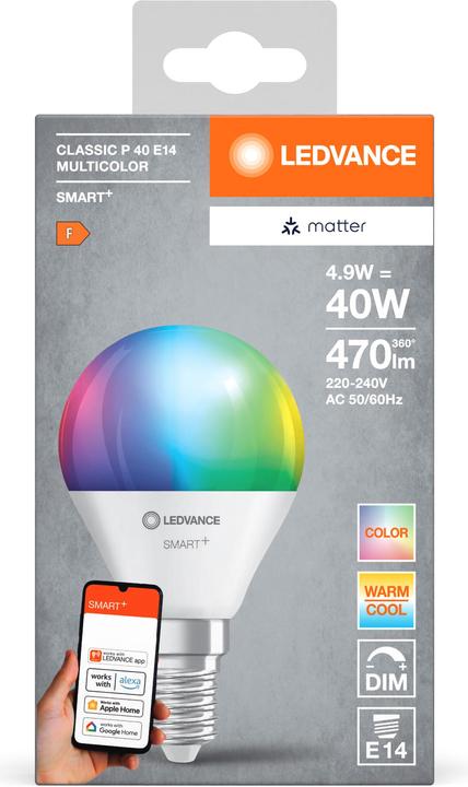 Immagine prodotto Ledvance SMART+ MATTER MINI LAMPADA MULTICOLORE 4,9W 827...865 Multicolore E14 (E14, 470 lm, 1 x)