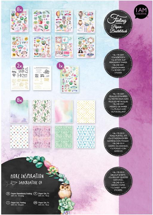 Image du produit I Am Creative Bloc de bricolage en papier (250 g/m², 19x)