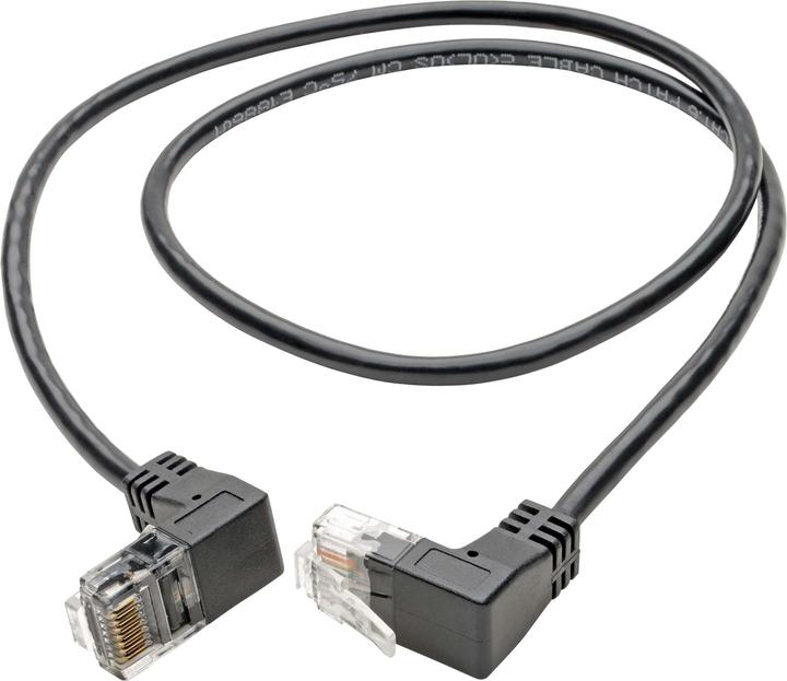 Actual product image Eaton Right-Angle Cat6 Gigabit Snagless Molded Slim UTP Ethernet Cable RJ45m/M Black 2 ft. (U/UTP, CAT6, 0.60 m)