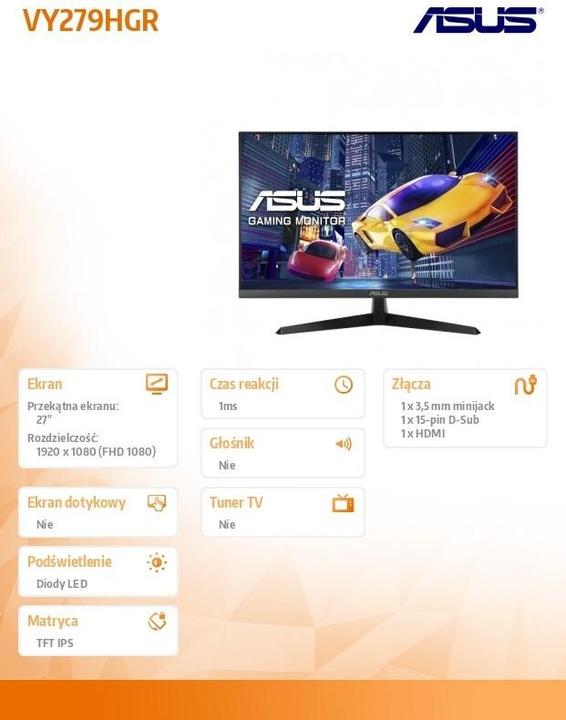 Actual product image ASUS VY279HGR (1920 x 1080 pixels, 27")