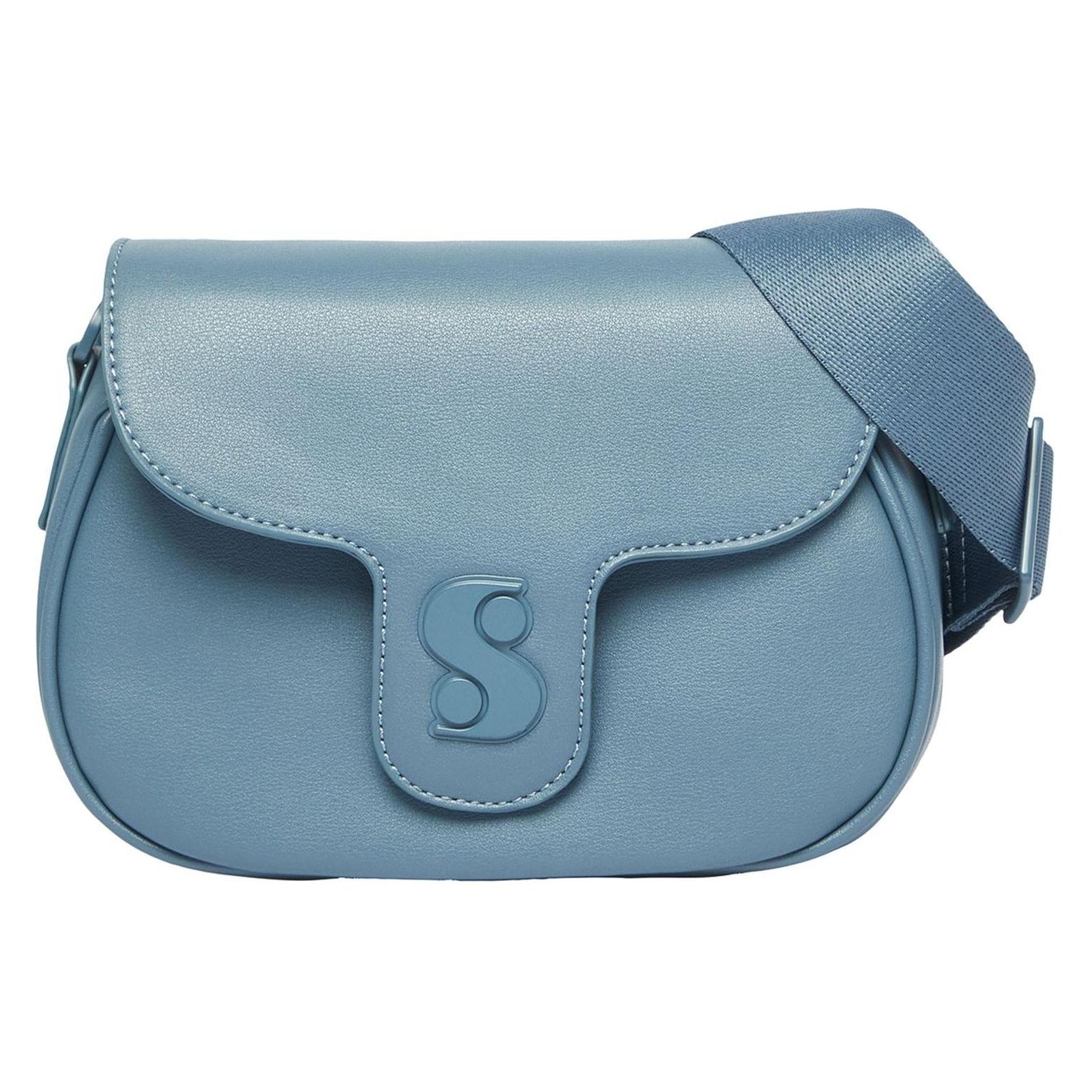 S.Oliver, Damen, Handtasche, Tasche Saddle-Bag Aus Lederimitat, Grau, Blau