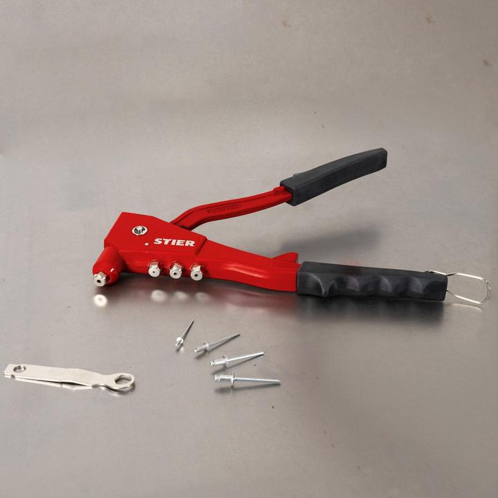 Immagine prodotto Stier Set di rivetti ciechi con rivettatrice manuale e rivetti ciechi 201 pezzi