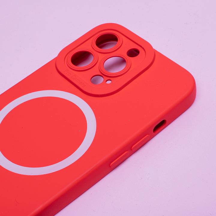 Image du produit OEM Coque silicone Mag pour iPhone 16 6,1" rouge (Apple iPhone 16)