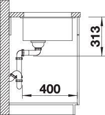 Actual product image Blanco Subline 400-U (Undermount sink, 43 cm, 46 cm)