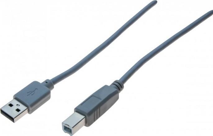 Actual product image Exertis Connect USB 2.0 cable, USB St. A / USB St. B, grey, 3.0 m (3 m, USB 2.0)