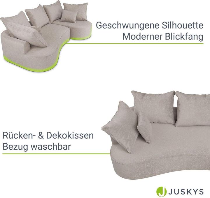 Produktbild Juskys Sofa Tirano mit Ottomane rechts - Samt Beige (2-Sitzer)