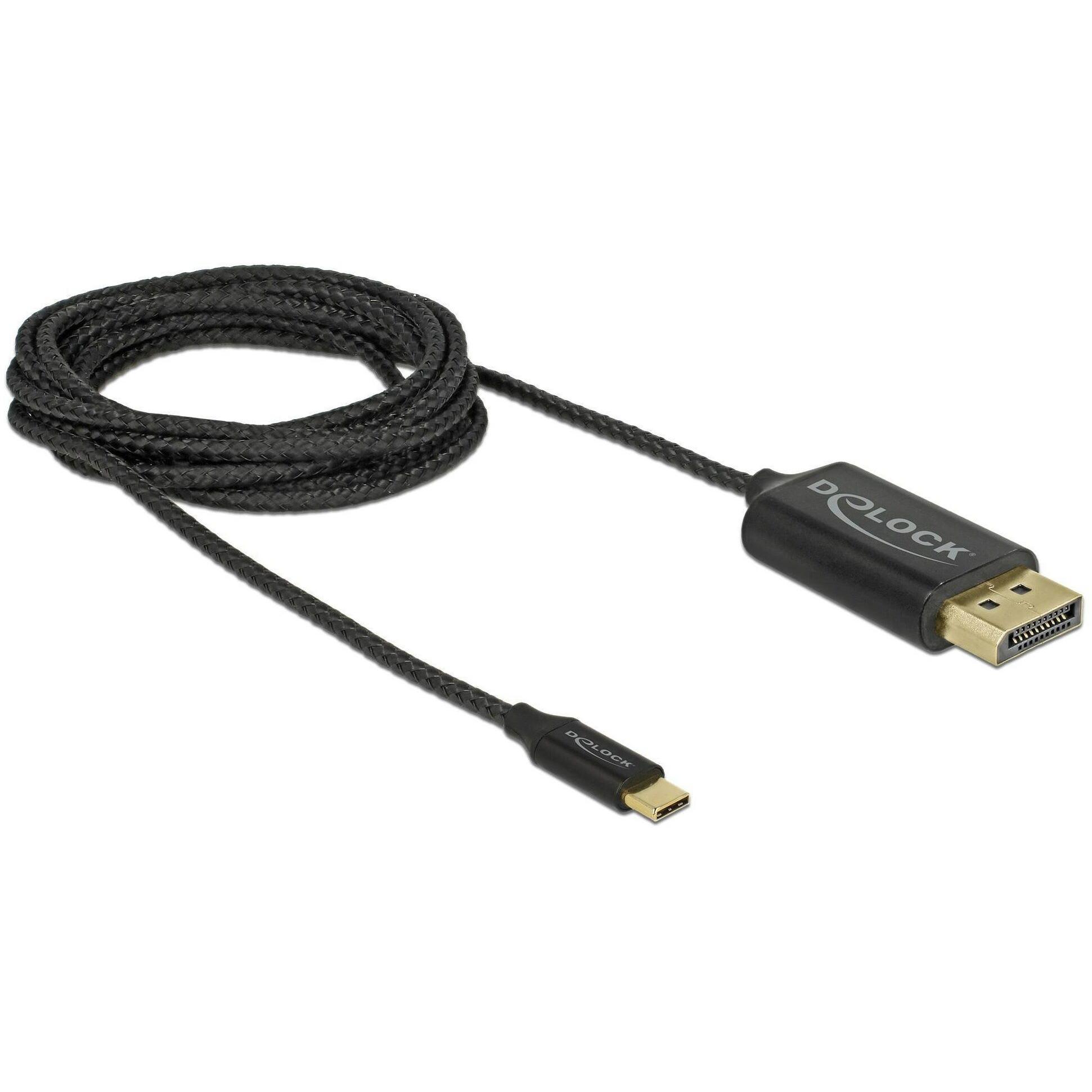 Delock DisplayPort — USB Typ C (2 m), Videokabel, Schwarz