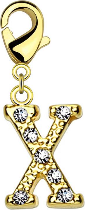 Image du produit Star Piercing Pendentif 14k doré avec cristal lettre X (Laiton)